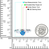 Heart Promise Ring Baguette Simulated Cubic Zirconia 925 Sterling Silver