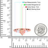 Heart Promise Ring Baguette Simulated Cubic Zirconia 925 Sterling Silver