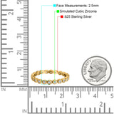 Full Eternity 2.5mm Wedding Stackable Band Ring Round Simulated Cubic Zirconia 925 Sterling Silver