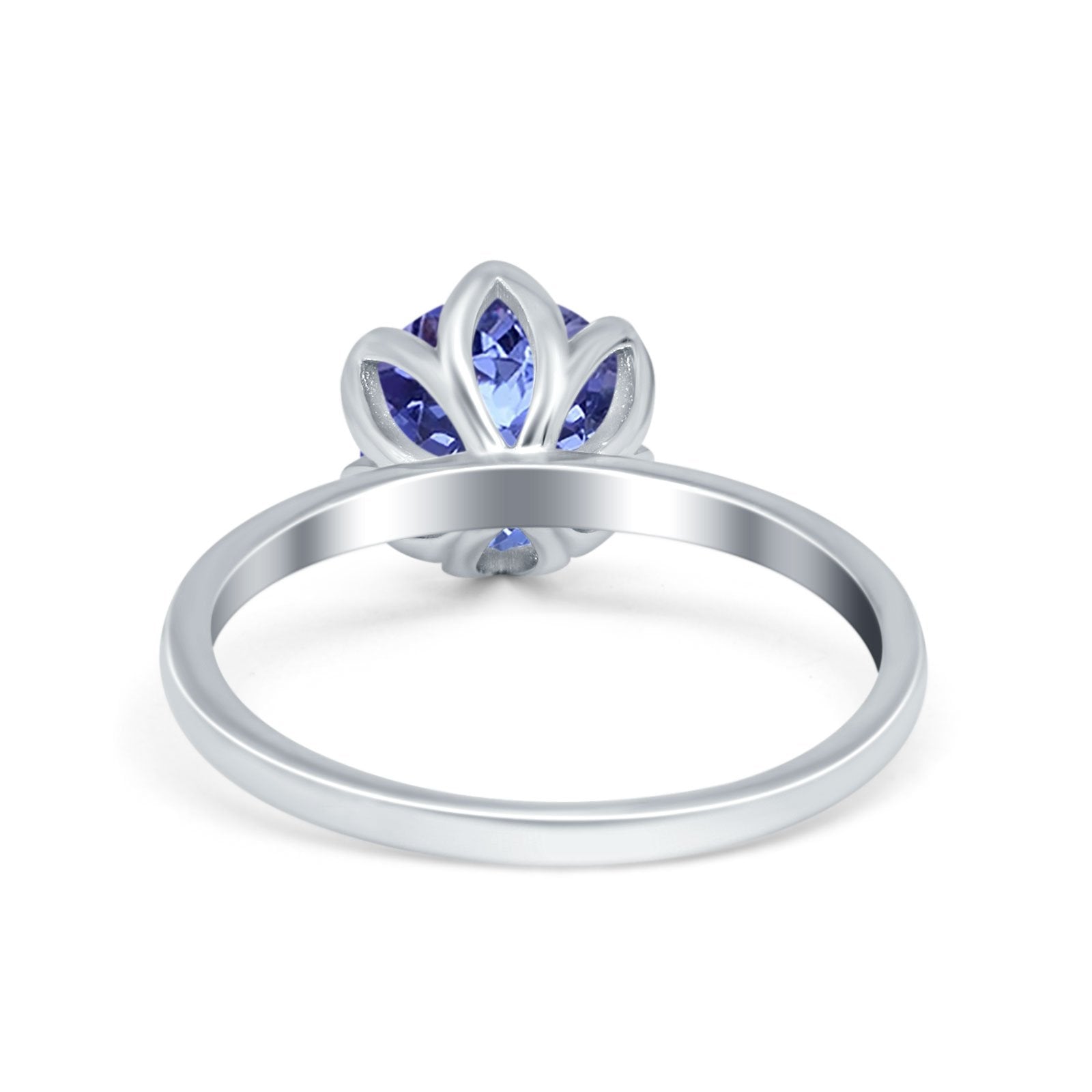 Flower Solitaire Wedding Ring Simulated Cubic Zirconia 925 Sterling Silver