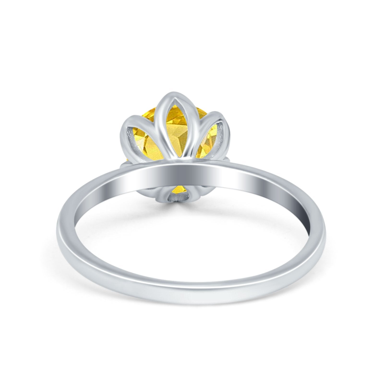Flower Solitaire Wedding Ring Simulated Cubic Zirconia 925 Sterling Silver