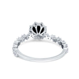 Art Deco Round Engagement Ring Simulated Cubic Zirconia 925 Sterling Silver