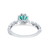 Art Deco Round Engagement Ring Simulated Cubic Zirconia 925 Sterling Silver