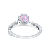 Art Deco Round Engagement Ring Simulated Cubic Zirconia 925 Sterling Silver