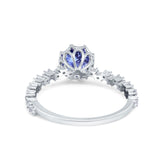 Art Deco Round Engagement Ring Simulated Cubic Zirconia 925 Sterling Silver