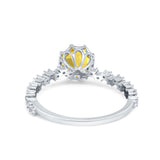 Art Deco Round Engagement Ring Simulated Cubic Zirconia 925 Sterling Silver