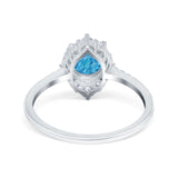 Halo Engagement Ring Vintage Round Simulated Cubic Zirconia 925 Sterling Silver