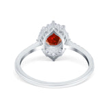 Halo Engagement Ring Vintage Round Simulated Cubic Zirconia 925 Sterling Silver