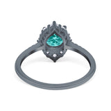 Halo Engagement Ring Vintage Round Simulated Cubic Zirconia 925 Sterling Silver