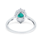 Halo Engagement Ring Vintage Round Simulated Cubic Zirconia 925 Sterling Silver