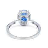 Halo Vintage Oval Engagement Ring Simulated Cubic Zirconia 925 Sterling Silver