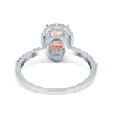 Halo Vintage Oval Engagement Ring Simulated Cubic Zirconia 925 Sterling Silver