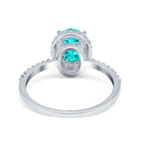 Halo Vintage Oval Engagement Ring Simulated Cubic Zirconia 925 Sterling Silver
