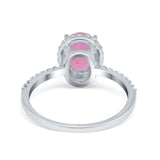 Halo Vintage Oval Engagement Ring Simulated Cubic Zirconia 925 Sterling Silver