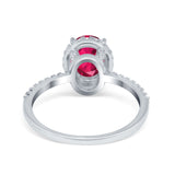 Halo Vintage Oval Engagement Ring Simulated Cubic Zirconia 925 Sterling Silver