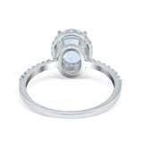 Halo Vintage Oval Engagement Ring Simulated Cubic Zirconia 925 Sterling Silver
