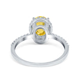 Halo Vintage Oval Engagement Ring Simulated Cubic Zirconia 925 Sterling Silver