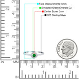 Petite Dainty Halo Ring Round Simulated Cubic Zirconia 925 Sterling Silver