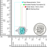 Halo Radiant Cut Wedding Engagement Ring Round Simulated Cubic Zirconia 925 Sterling Silver