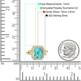 Halo Radiant Cut Wedding Engagement Ring Round Simulated Cubic Zirconia 925 Sterling Silver