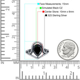 Halo Pear Shape Wedding Engagement Ring Round Simulated Cubic Zirconia 925 Sterling Silver