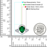 Halo Pear Shape Wedding Engagement Ring Round Simulated Cubic Zirconia 925 Sterling Silver