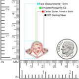 Halo Pear Shape Wedding Engagement Ring Round Simulated Cubic Zirconia 925 Sterling Silver