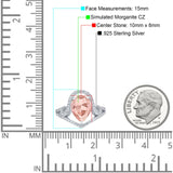 Halo Pear Shape Wedding Engagement Ring Round Simulated Cubic Zirconia 925 Sterling Silver