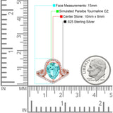 Halo Pear Shape Wedding Engagement Ring Round Simulated Cubic Zirconia 925 Sterling Silver