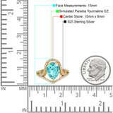 Halo Pear Shape Wedding Engagement Ring Round Simulated Cubic Zirconia 925 Sterling Silver