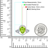 Halo Pear Shape Wedding Engagement Ring Round Simulated Cubic Zirconia 925 Sterling Silver