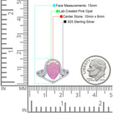 Halo Pear Shape Wedding Engagement Ring Round Simulated Cubic Zirconia 925 Sterling Silver