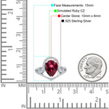 Halo Pear Shape Wedding Engagement Ring Round Simulated Cubic Zirconia 925 Sterling Silver