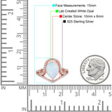 Halo Pear Shape Wedding Engagement Ring Round Simulated Cubic Zirconia 925 Sterling Silver