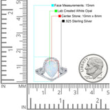 Halo Pear Shape Wedding Engagement Ring Round Simulated Cubic Zirconia 925 Sterling Silver