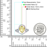 Halo Pear Shape Wedding Engagement Ring Round Simulated Cubic Zirconia 925 Sterling Silver