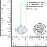 Fashion Ring Oval Lab Created Opal Round Simulated Cubic Zirconia 925 Sterling Silver