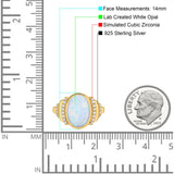 Fashion Ring Oval Lab Created Opal Round Simulated Cubic Zirconia 925 Sterling Silver