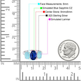 3-Stone Oval Created Opal Fashion Ring 925 Sterling Silver