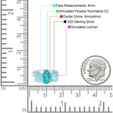 3-Stone Oval Created Opal Fashion Ring 925 Sterling Silver