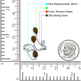 Fashion Teardrop Pear Swirl Spiral Ring Rhodium Plated Created Opal 925 Sterling Silver