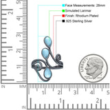 Fashion Teardrop Pear Swirl Spiral Ring Rhodium Plated Created Opal 925 Sterling Silver