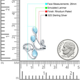 Fashion Teardrop Pear Swirl Spiral Ring Rhodium Plated Created Opal 925 Sterling Silver