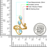 Fashion Teardrop Pear Swirl Spiral Ring Rhodium Plated Created Opal 925 Sterling Silver