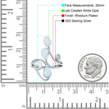 Fashion Teardrop Pear Swirl Spiral Ring Rhodium Plated Created Opal 925 Sterling Silver