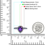 Teardrop Pear Halo Engagement Ring Simulated Cubic Zirconia 925 Sterling Silver