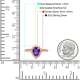 Teardrop Pear Halo Engagement Ring Simulated Cubic Zirconia 925 Sterling Silver