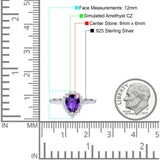 Teardrop Pear Halo Engagement Ring Simulated Cubic Zirconia 925 Sterling Silver