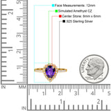 Teardrop Pear Halo Engagement Ring Simulated Cubic Zirconia 925 Sterling Silver