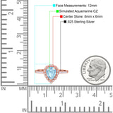 Teardrop Pear Halo Engagement Ring Simulated Cubic Zirconia 925 Sterling Silver